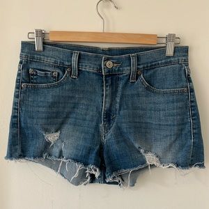 Levi’s distressed high waist shorts medium wash size 28